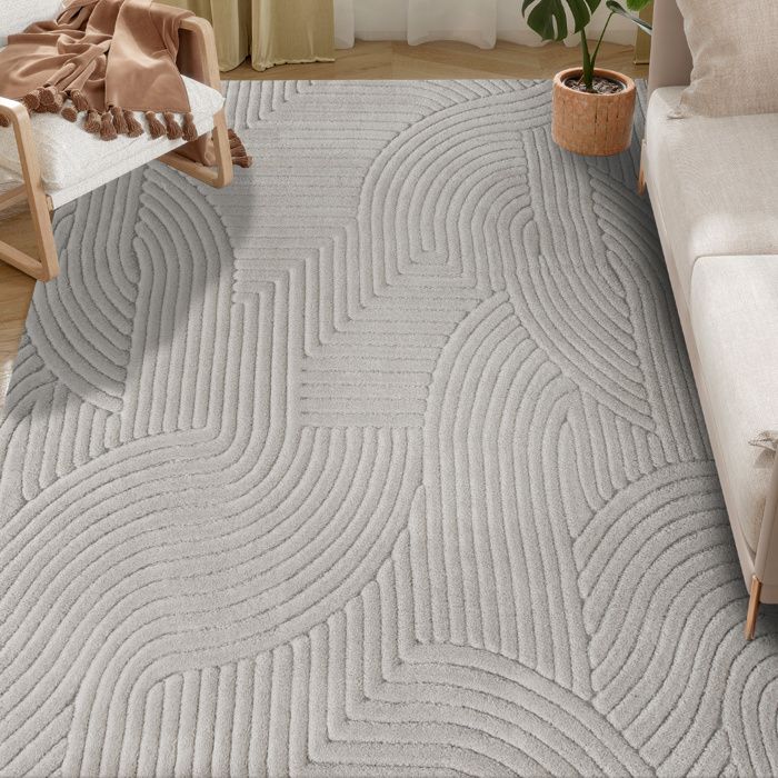 Tapis salon - HOMCOM - poils épais géométrique - moelleux et antidérapant - polyester - 230 x 160 cm - gris