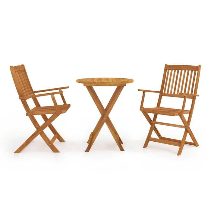 Set de bistro pliable 3 pièces - Table et 2 chaises(2 personnes) - Bois dacacia solide 60x74cm CL6936827