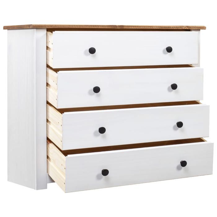 Enfilade de rangement Blanc - Armoire latérale - Blanc - 80x40x73cm Pin Assortiment Panama 220 899102811