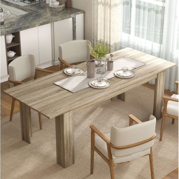 Table à manger extensible chêne 180/220/260 x 90 x 766 cm 6 à 10 places panneau mélaminé