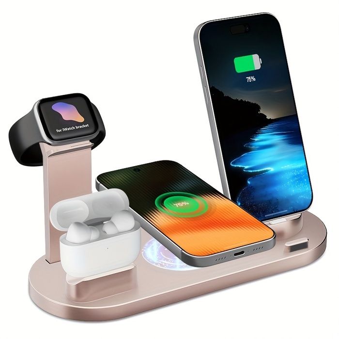 Station de recharge sans fil simultanée multi-appareils — Compatible avec les séries iPhone et Samsung