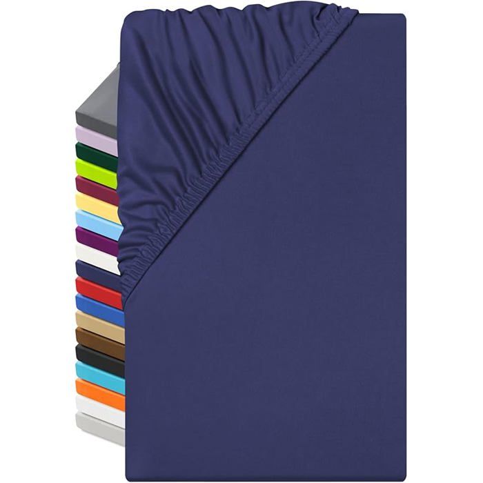 Drap Housse 90x190 cm en Microfibre pour lit 80-90x190 cm - Linge de lit Respirant et ca 80-90 x 190 cm Bleu Marine BL DRAP HOUSSE