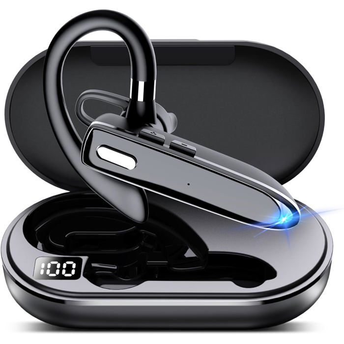 Écouteur mains libres Bluetooth sans fil oreillette intra-auriculaire V5.3 avec microphone chargement USB-C étanche