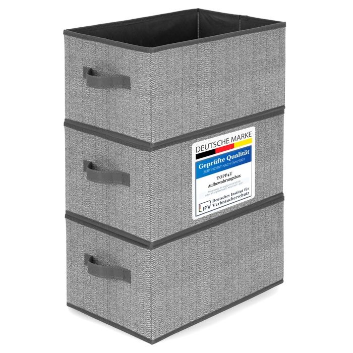 Lot de 3 boîtes de rangement en tissu 30 x 21 x 18 cm Boîte de rangement pliable Boîte ganisatrice de 30x21x HOUSSE DE RANGEMENT