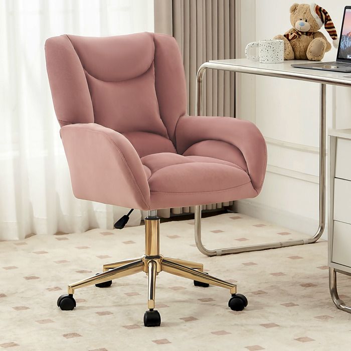 Design solide et sécurisé chaise de bureau pivotante réglable en hauteur couleur rose