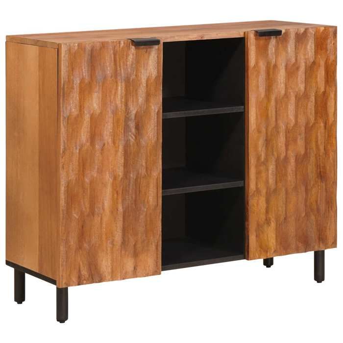 Commode Et Enfilade - vidaXL - bahut rangement -  bois de manguier massif - finition acacia brun - 2 portes - 1 étagère - avec poign