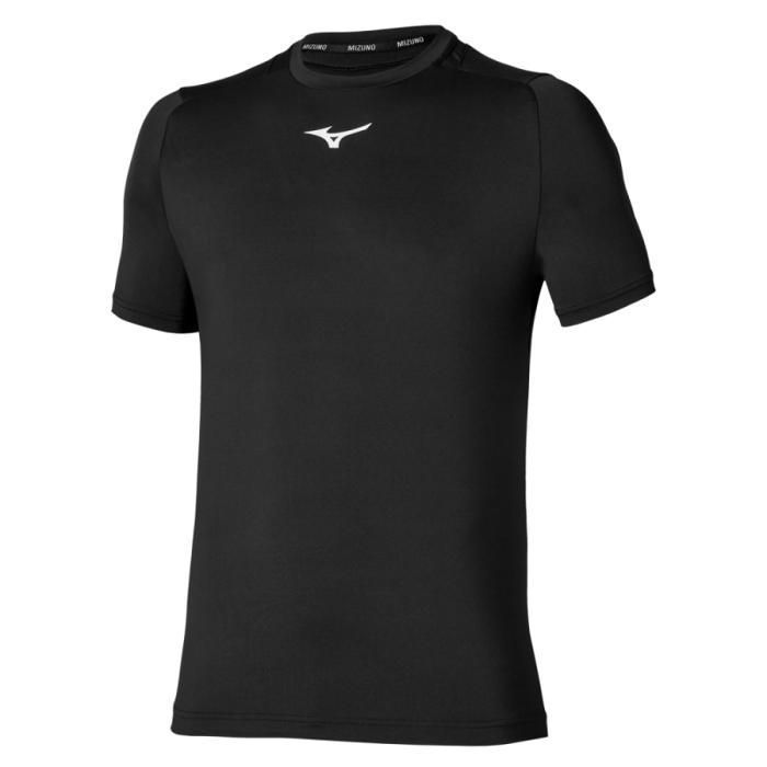 T-shirt Mizuno Tennis Core à manches courtes pour homme-Noir T-shirt Mizuno Tennis Core à manches courtes pour homme-Noir