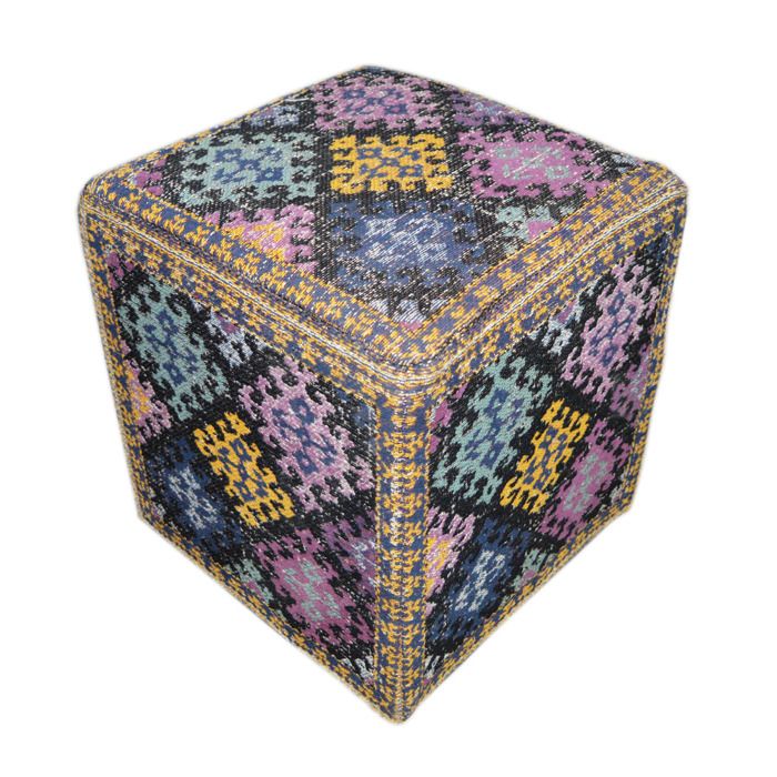 Pouf de rangement Solitaire en coton multicolore - Réf. VK8056633403796 Pouf de rangement Solitaire en coton multicolore - Réf. VK8056633403796