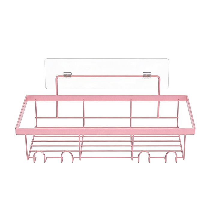 AUCUNE Étagère de support dorganisateur de support de douche Caddie de douche 2 pièces panier étagère adhésive deco set Rose