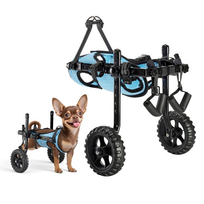Fauteuil Roulant pour Chien Pattes Arrières Chariot à 2 Roues Léger pour Chiens Blessés et Handicapés de 10 kg Max Largeur XS