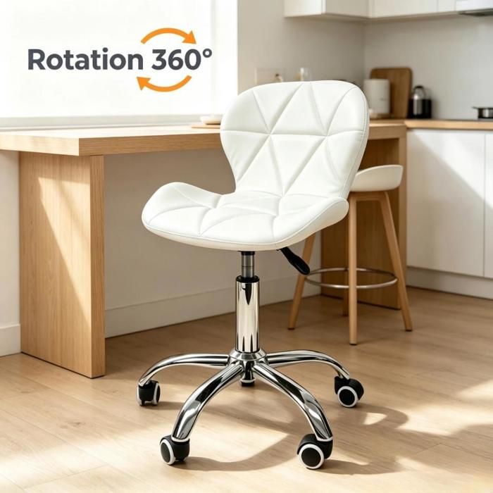 Chaise de bureau pivotante en cuir PU - Convient aux salles détude Aux salles deau des chambres- Réglable en hauteur (37-50cm)