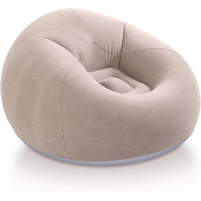 1pc Canapé Gonflable Compressible Gris avec Pompe à Pied Fauteuil Relax Portable pour Extérieur Camping Jardin et Film