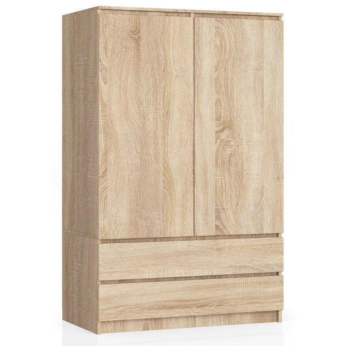 Armoire AKORD S90 Chêne Sonoma 90 cm 2 portes 2 tiroirs façade Chêne Sonoma 4 étagères 90x51x180 cm Armoire AKORD S90 Chêne Sonoma 90 cm 2 portes 2 tiroirs façade Chêne Sonoma 4 étagères 90x51x180 cm