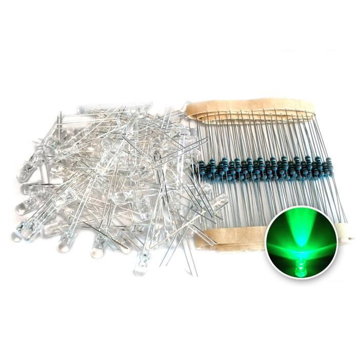 409# LED Verte 5mm Ultra Lumineuse 100 Pcs + Résistances - Foto 3