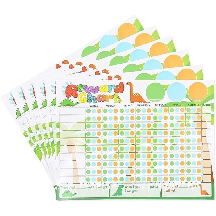 Lot de 8 tableaux de corvées effaçables à sec pour enfants, tableau de comportement autocollant réutilisable pour l'école, la maison, la salle de