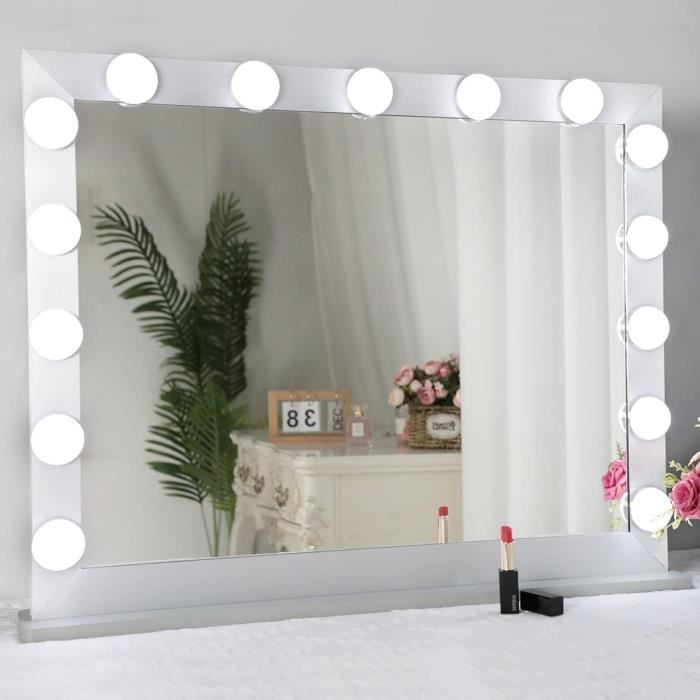 Miroir LED pour Salle de Bain Hollywood Lighted Maquillage Vanity Miroir Lumineux Sconce Portable for Salle de Bains Coiffeuse à Piles Conduit au-Dessus des lumières du Cabinet 