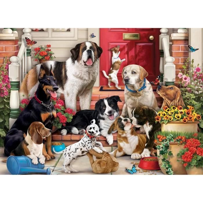 Puzzle Wet Chiens 1000 pièces - Chiot épagneul breton saute d
