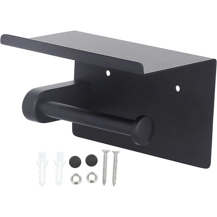Distributeur Papier Toilette Jumbo Mural Noir - Sans Perçage, Étanche Et Robuste
