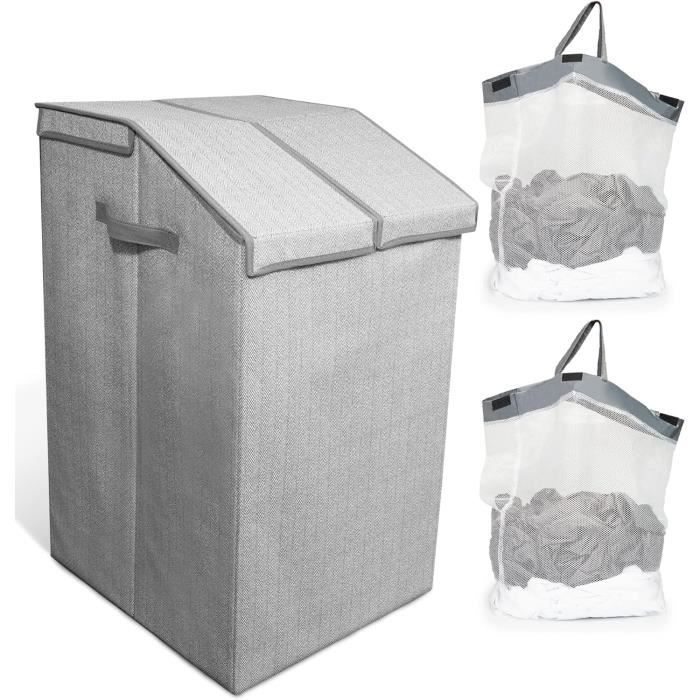 Trieuse à linge Panier de Rangement sac Corbeilles à linge Linge Sale avec  4 sacs gris - Cdiscount Maison