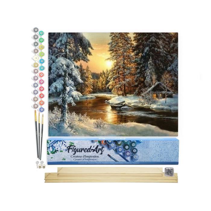 Figured' Art Peinture par numéros Adultes sur toile Éléphant et veau – Kit de peinture