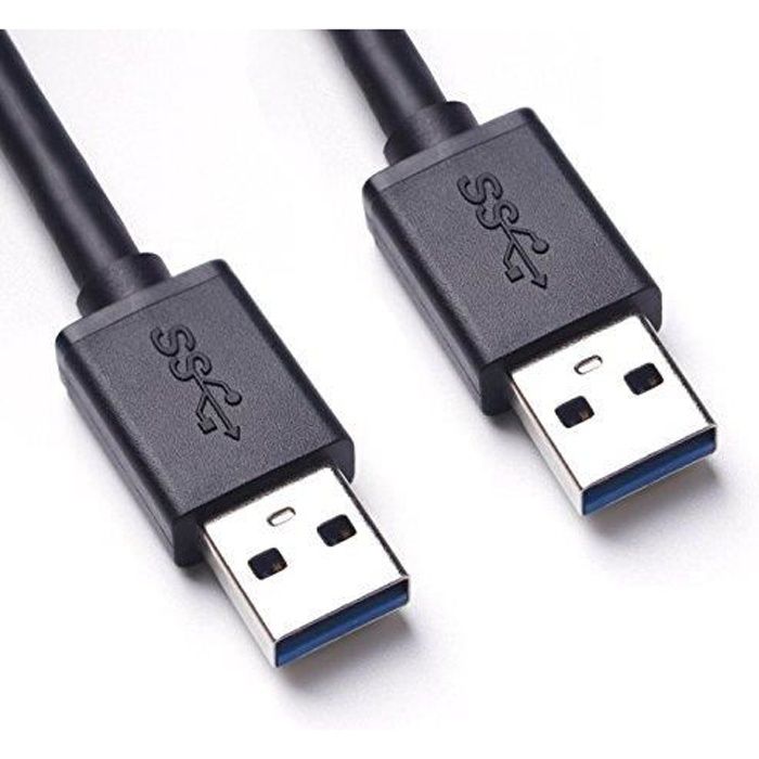 Data Câble USB 3.0 Type A Mâle vers Mâle Câble Double USB SuperSpeed pour Disque Dur Boîtier Externe, DVD, etc.(0,6m)