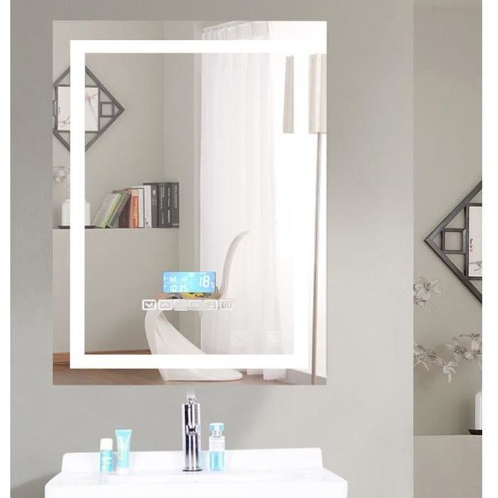 Miroir Salle De Bain Bluetooth Stereo Anti Buee Eclairage Led