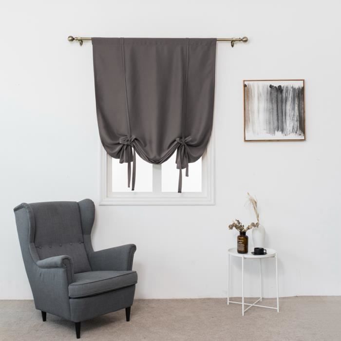 1pc 60x120cm Romain Rideau Gris Rideau Passe Tringle Decoration De