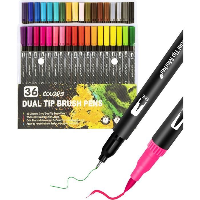 Feutre Coloriage 36 Feutres Coloriage Adulte Enfant Brush Pen Stylo
