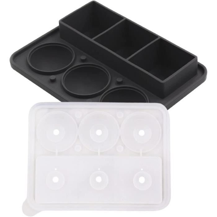 Theuwnee® - Grand Bac à Glaçons Carré Pour Whisky Et Cocktails - Lot De 2 Bacs En Silicone Avec Couvercle - Glaçons 2 Pouces - Bleu Foncé