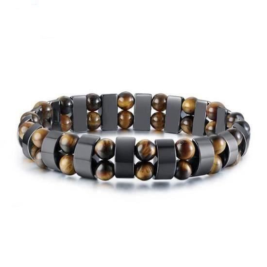 Bracelet Homme pierre doeil de tigre Perlage - FESTIVUS - Bracelet-cadeau de Noël
