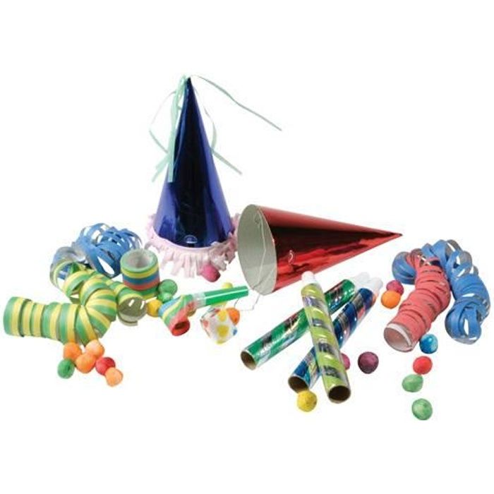 Kit Cotillons - Noname - 10 Personnes - 10 Sarbacanes - 50 Boules de papier - 40 Serpentins