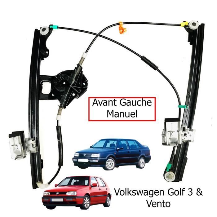 Mécanisme de Lève vitre Manuel pour Volkswagen Golf III (3 ou 5 portes) 1992 à 1999 - AVANT GAUCHE (côté conducteur)
