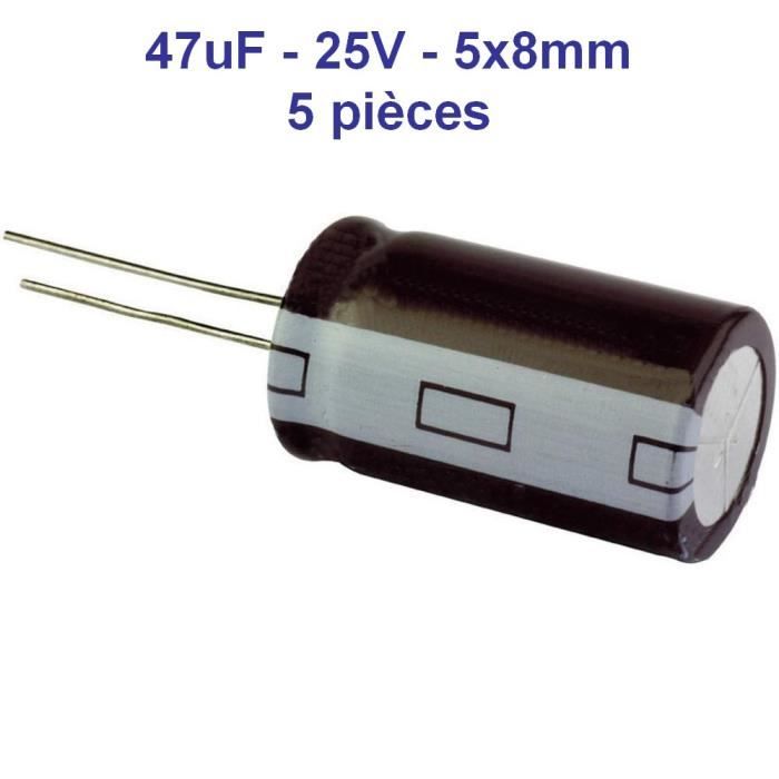 Lot De 3 Condensateurs Électrolytiques 47µF 25V - PIRABADI - Temp. -40 à +105°C