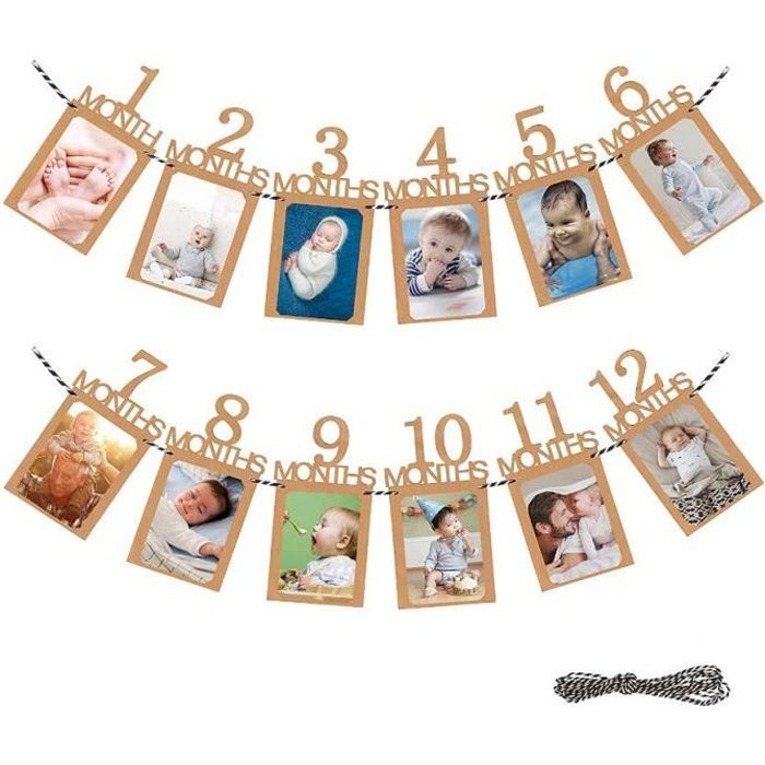 Guirlande Anniversaire 1 An 1 A 12 Mois Guirlande Photo Carte Mois Par Mois Bebe Deco Anniversaire Fille Garcon 1 An Banderole Cdiscount Maison