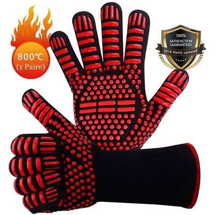 Gants de barbecue Gants anti-chaleur 1 paire Gants BBQ Gants anti-feu  Cheminée 4052025358150