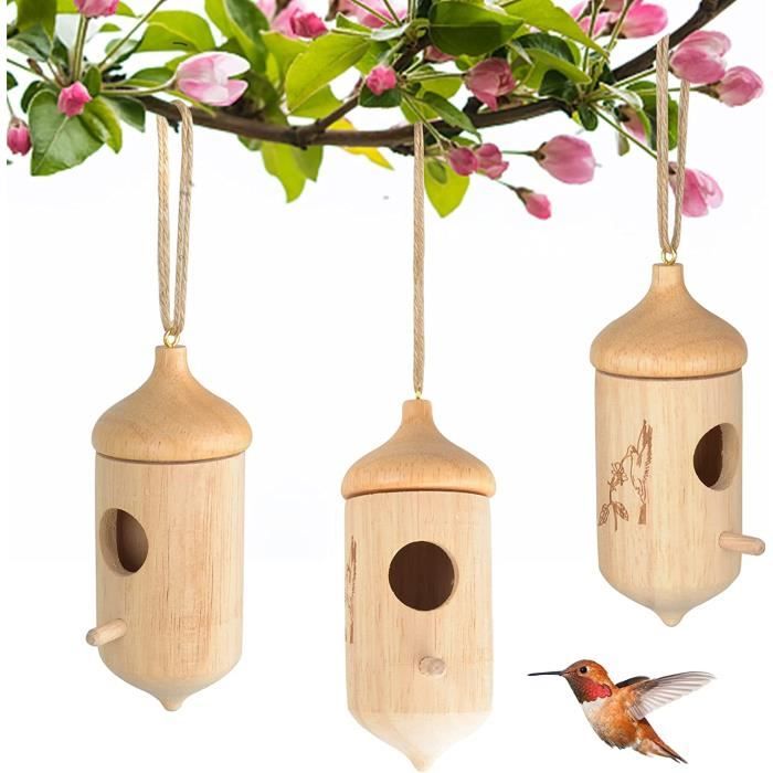Colibri Mangeoire Colibri Maison Colibri Extérieure suspendue Mangeoire à  oiseaux en bois Maison Colibri en bois