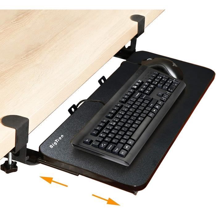Topuality Pince sur le plateau de clavier sous le bureau Tiroir /à clavier r/églable en hauteur 20,5 x 9,8 pouces Support de support de clavier dordinateur coulissant ergonomique Extension de bureau