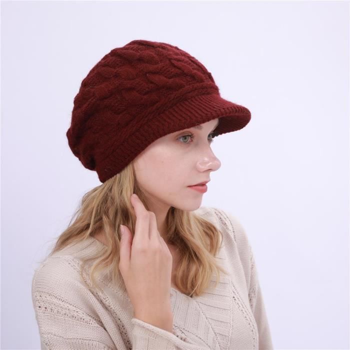 Casquette,Bonnet en fourrure de lapin pour femmes,chapeau d'hiver chaud ...