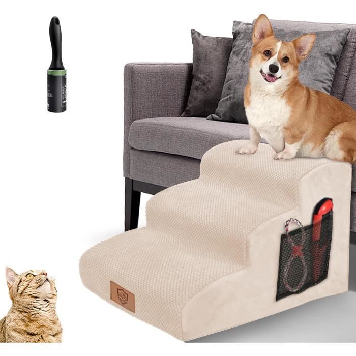 Meilleurs prix pour Escaliers pour Chiens à 3 Marches en Éponge Haute Densité, Échelle Large pour Animaux de Compagnie, Escaliers Chien Antidérapant