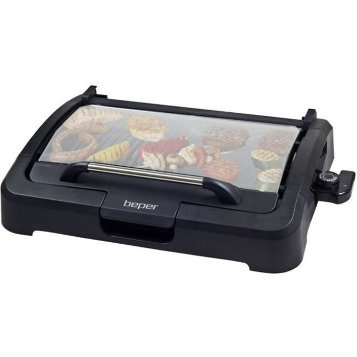 Gril électrique Compact Beper - Plaques Antiadhésives Auto-ajustables, 22,5x14,5 Cm - 3