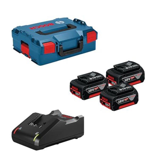 Batteries et chargeur Bosch GBA 18V 5.0Ah 3 batteries Chargeur rapide GAL 18V 40 Boîtier BOXX