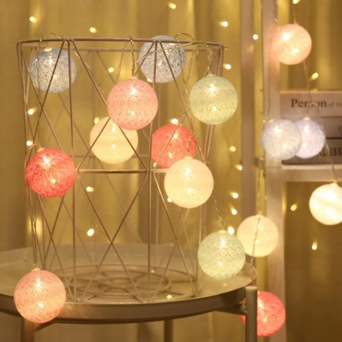 Guirlande Lumineuse Boules Coton LED, Veilleuse Bébé, DIY Decoration pour  Noël ou un Mariage,20 boules 3m- Fonctionne avec des - Cdiscount Maison