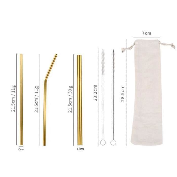 Pailles Réutilisables En Acier Inoxydable - Lot De 8 - Argent - Écologiques Et Durables - Neuf