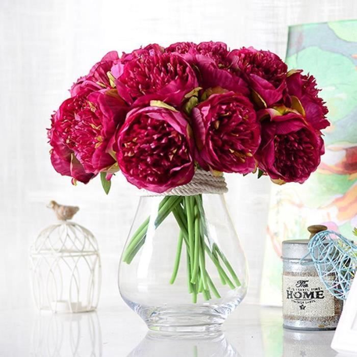 Style européen Mariage Haut de Gamme à la Maison avec de Faux Bouquets 7 Fleurs artificielles de pivoines tête Pivoine BZLine