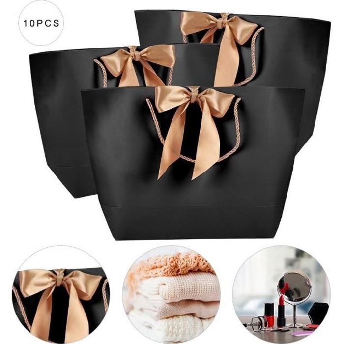 Sacs Cadeaux En Papier 10 Pieces Sac Cadeaux Souvenir En Papier Noir Sac Emballage De Maquillage Avec Poignee Noir Or Hb038 Zoo Cdiscount Beaux Arts Et Loisirs Creatifs