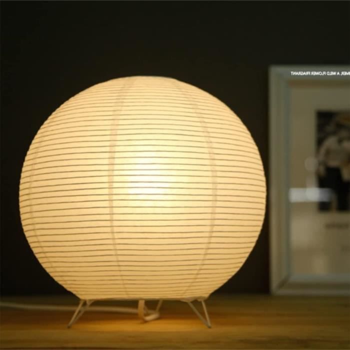Lampe De Chevet Japonaise En Papier De Riz – Style Rétro – E14 – H23 Cm – Lumière Douce & Chaleureuse
