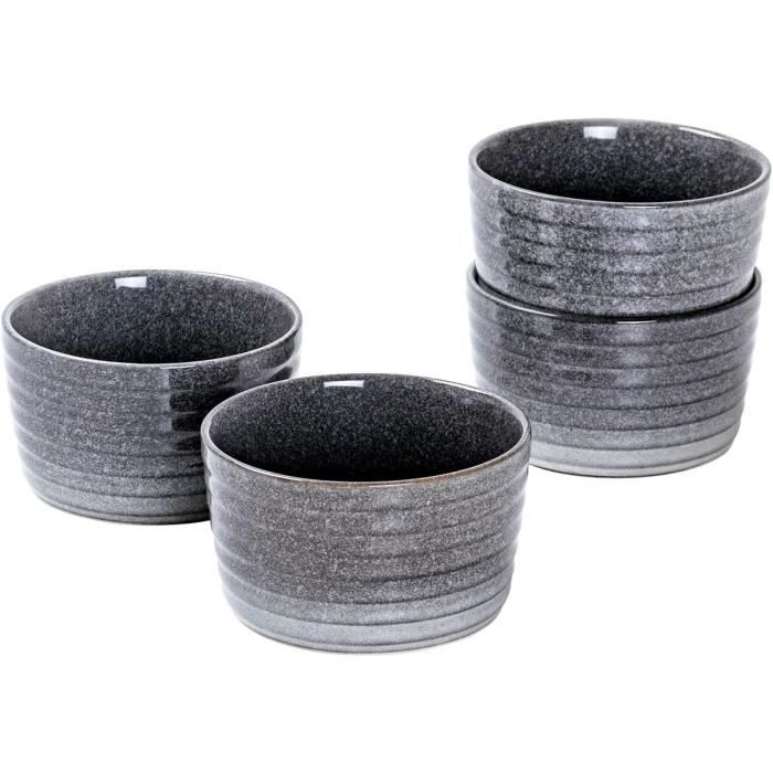 Lot De 4 Ramequins à Crème Brûlée En Céramique - 300ml, Micro-ondes, Four, Lave-vaisselle, Motifs élégants