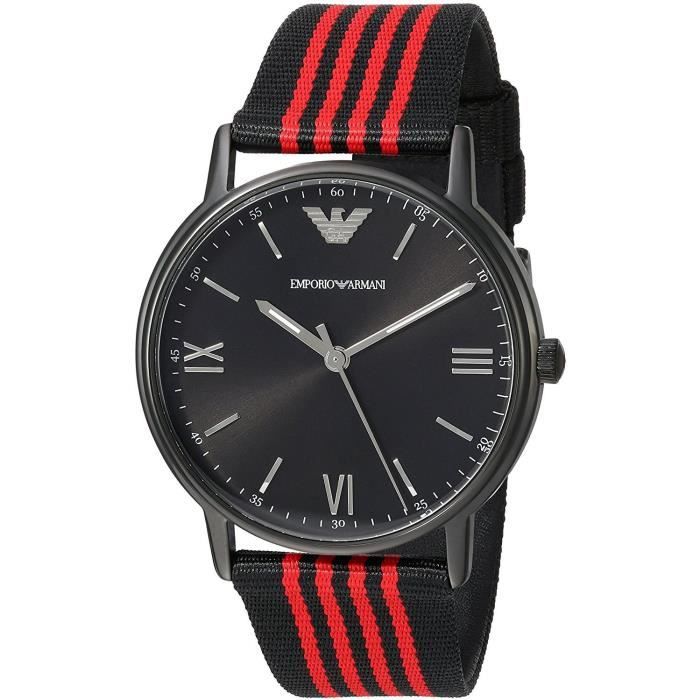 EMPORIO ARMANI HOMME 43MM BRACELET NYLON NOIR QUARTZ ANALOGIQUE MONTRE  AR11015 - Cdiscount Bijouterie