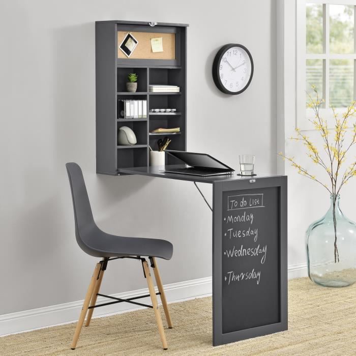 Table Murale Pliable MDF 156 x 50 x 915 cm Gris Foncé [en.casa]