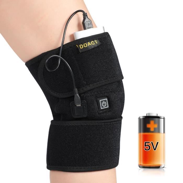 Genouillère chauffante ESTINK - Protège-genou pour arthrite - Câble USB - 60 degrés